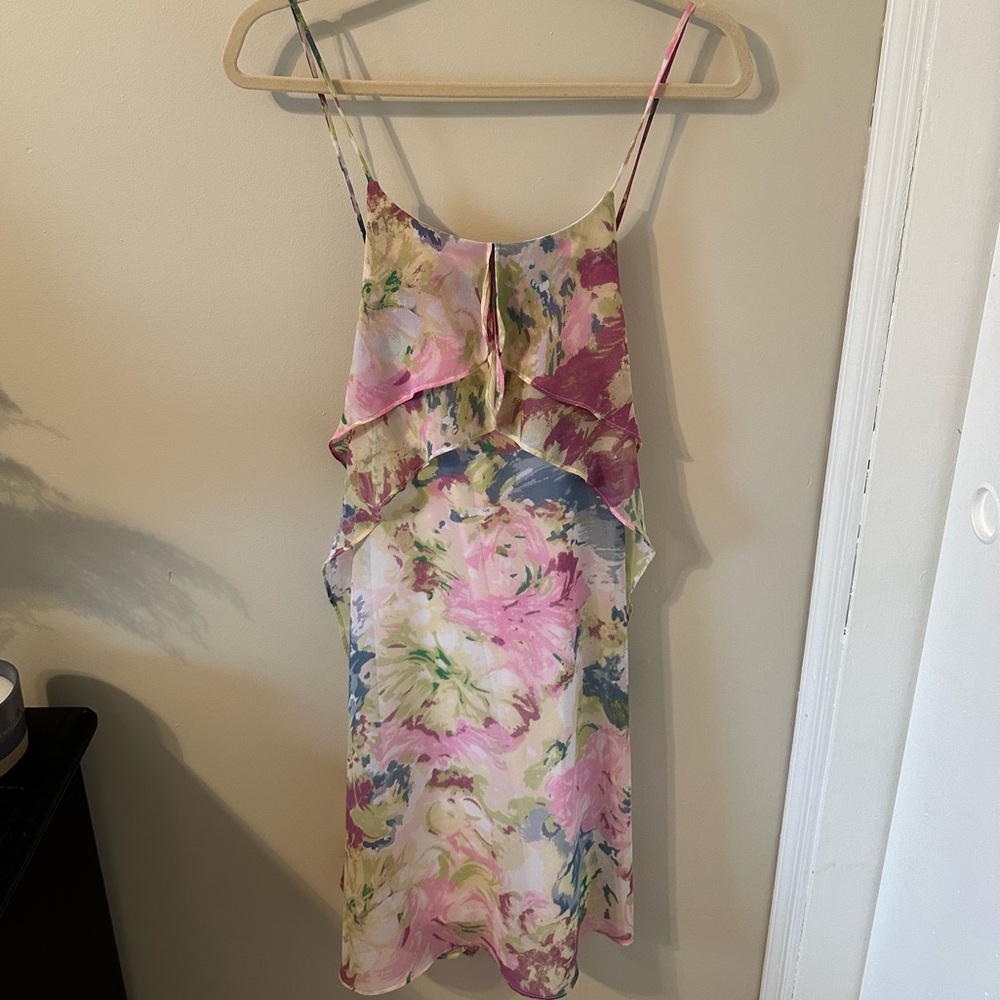 BCBGMaxAzria Pink Floral Ruffle Mini Dress